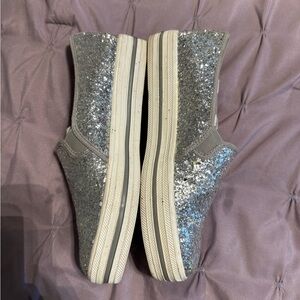 Kate Spade  Glitter Slip-On Shoes - Silver
